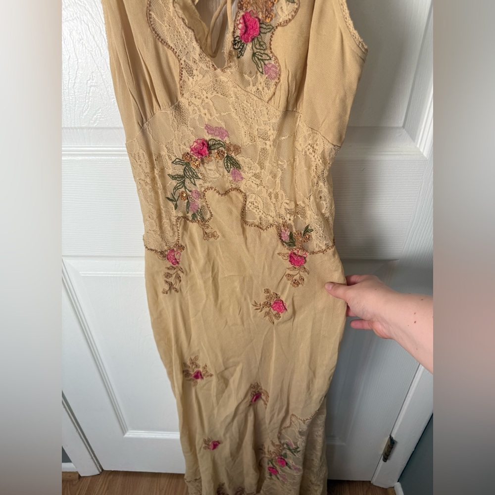Free People Meet Again Midi Dress in Beige L - Picture 5 of 13